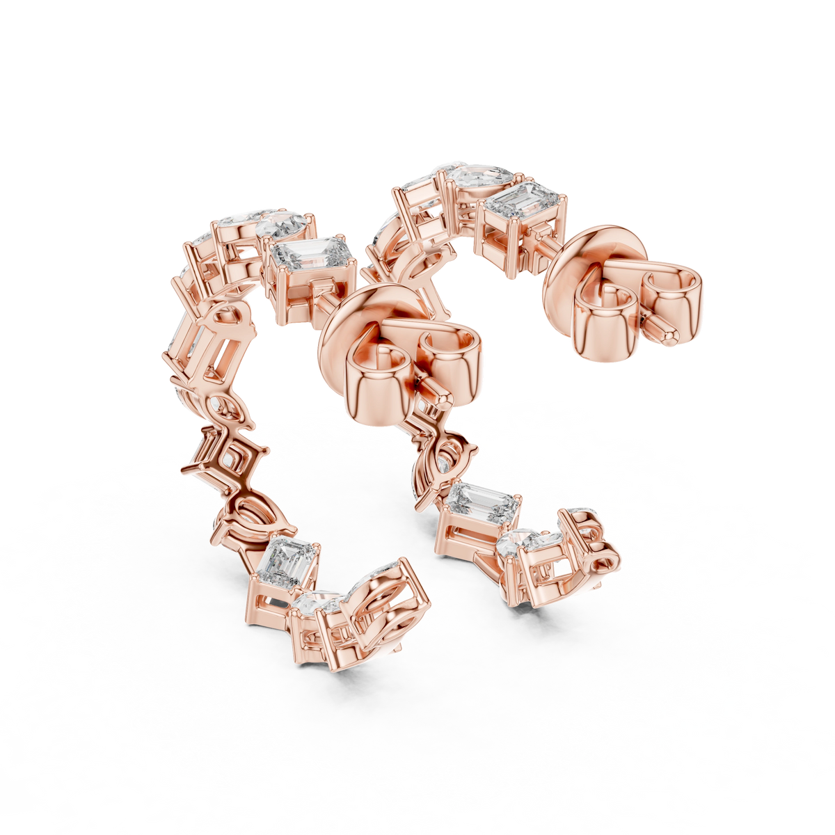 Gold 1Ct Woven Lab Grown Diamond Mixed Cut Earrings