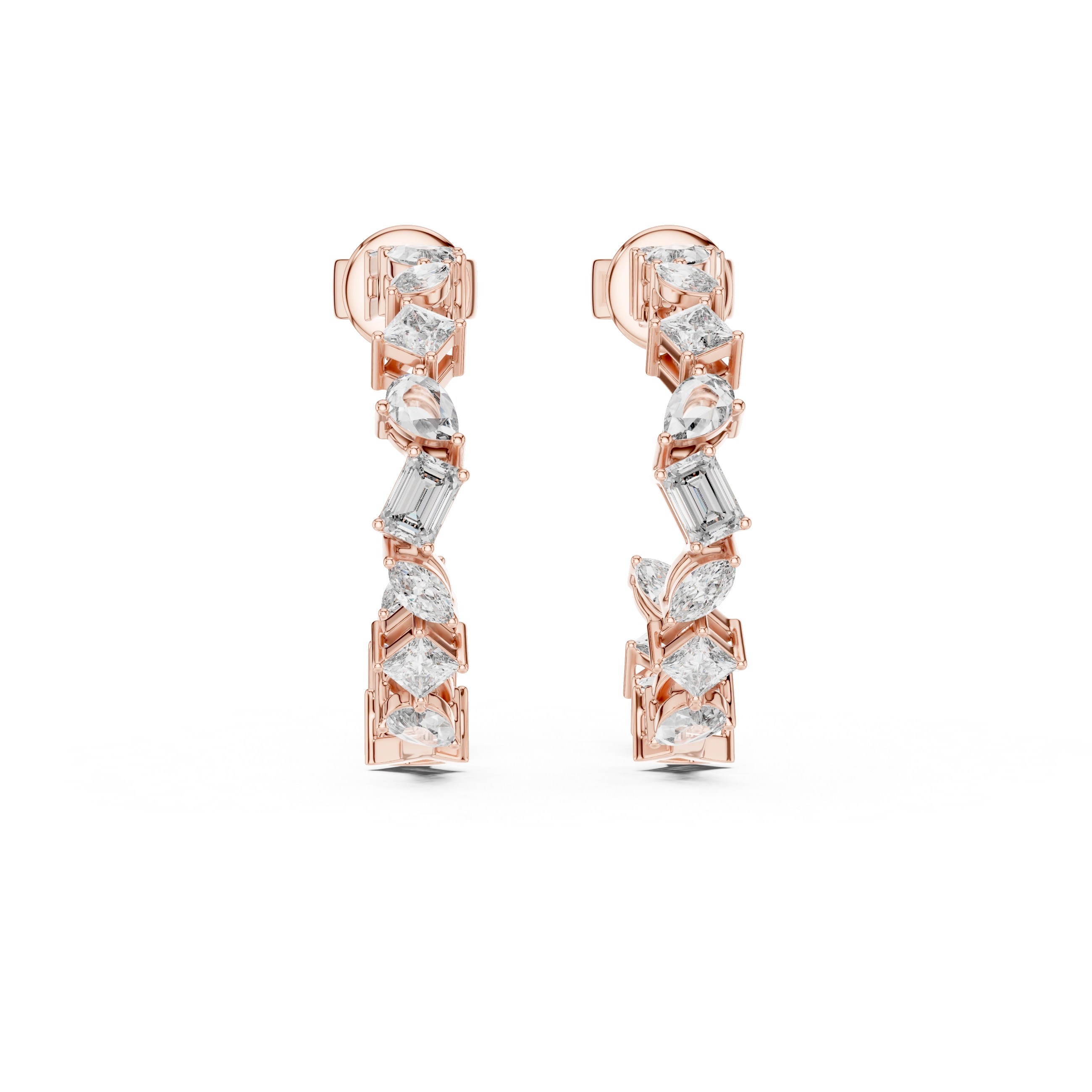 Gold 1Ct Woven Lab Grown Diamond Mixed Cut Earrings