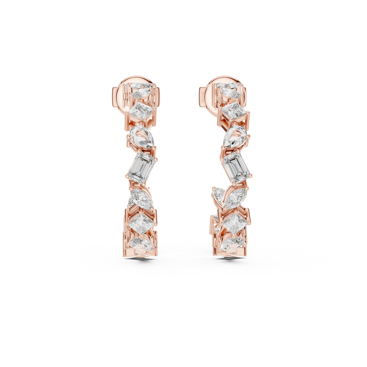 Gold 1Ct Woven Lab Grown Diamond Mixed Cut Earrings