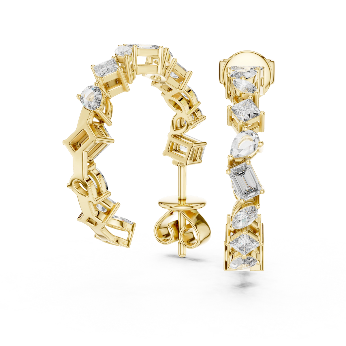 Gold 1Ct Woven Lab Grown Diamond Mixed Cut Earrings