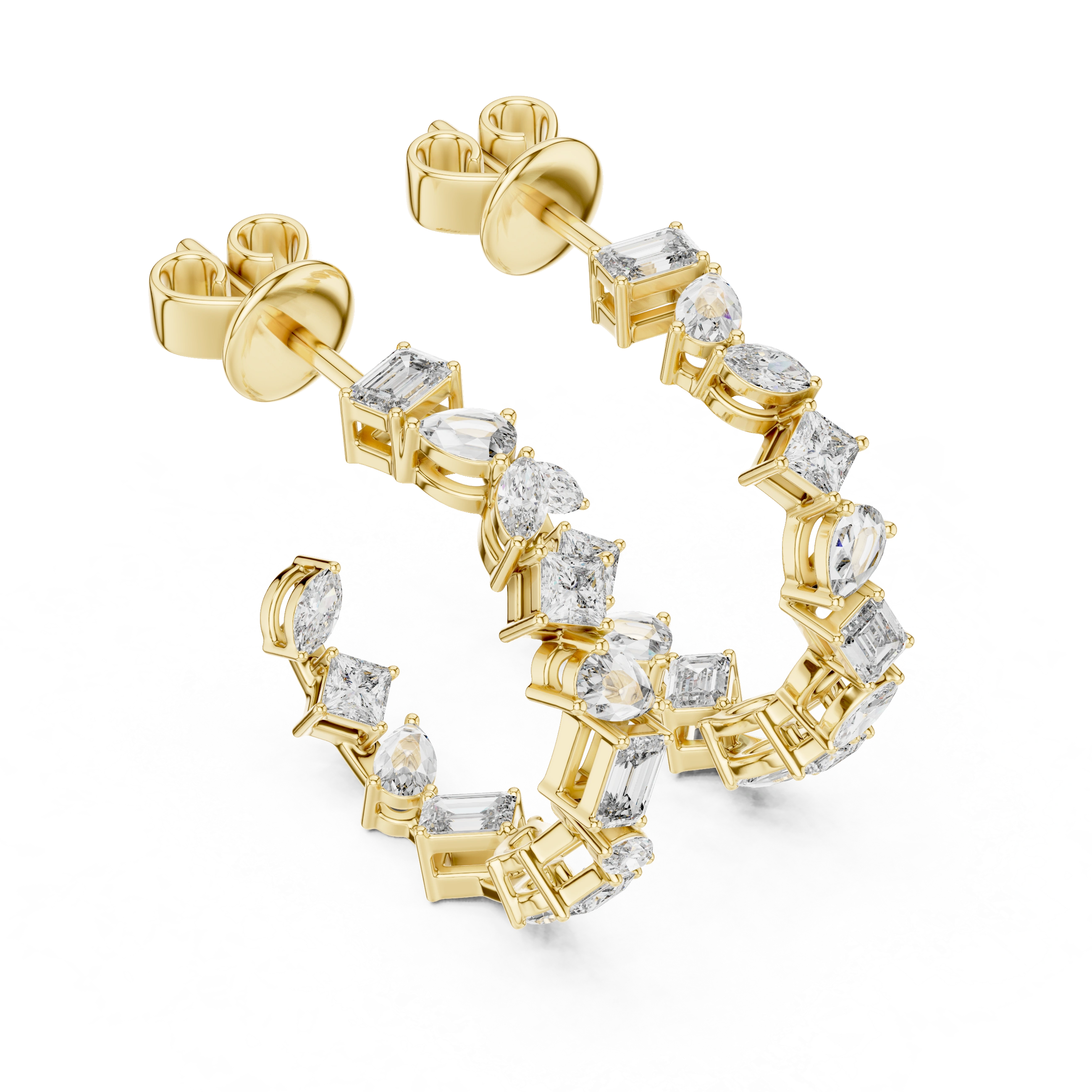 Gold 1Ct Woven Lab Grown Diamond Mixed Cut Earrings