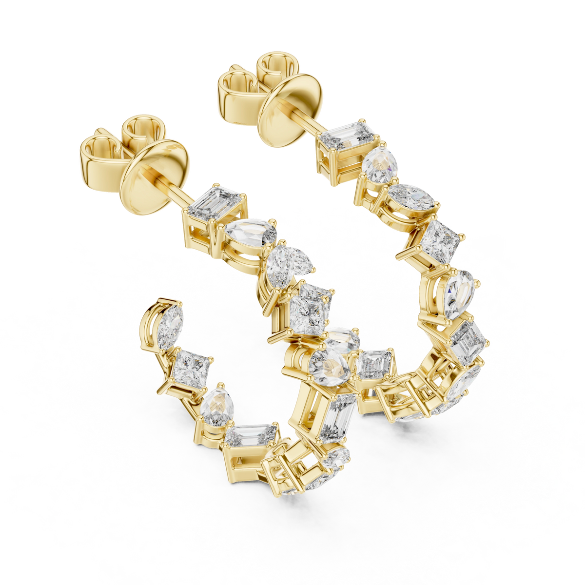 Gold 1Ct Woven Lab Grown Diamond Mixed Cut Earrings