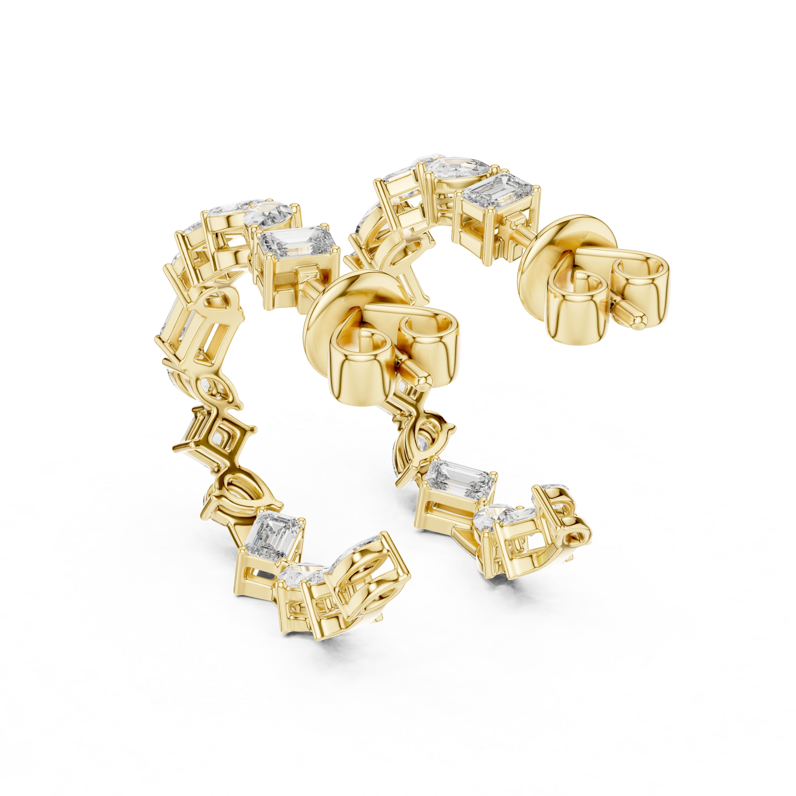 Gold 1Ct Woven Lab Grown Diamond Mixed Cut Earrings