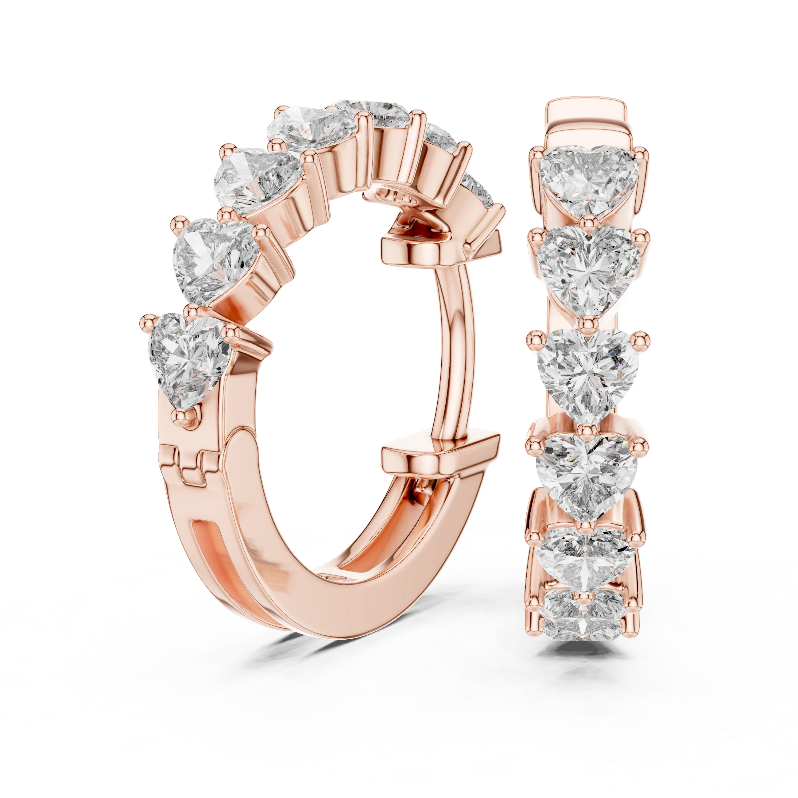 Gold 2Ct Stelle Lab Grown Diamond Heart Hoop Earrings