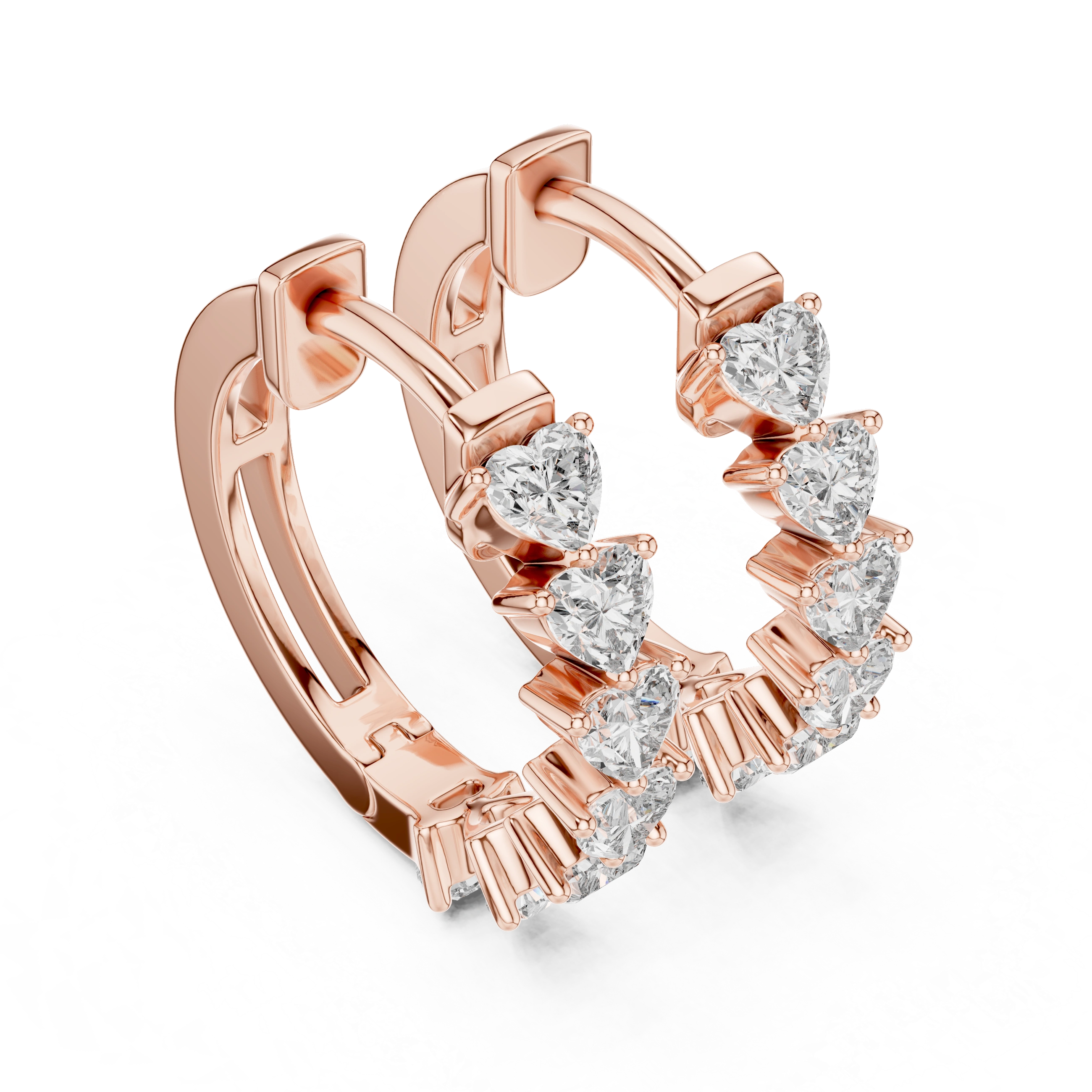 Gold 2Ct Stelle Lab Grown Diamond Heart Hoop Earrings