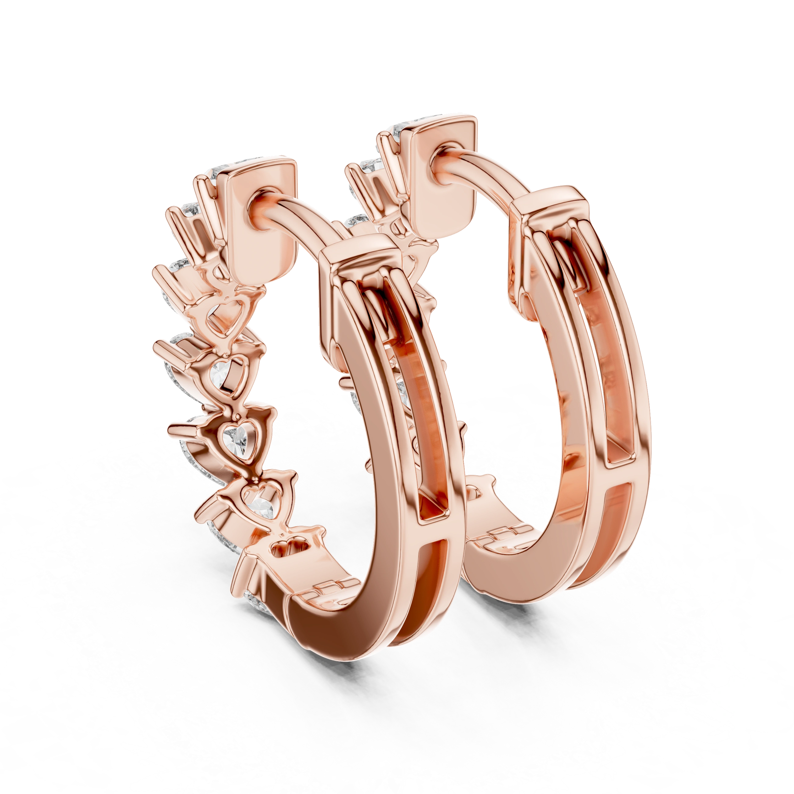 Gold 2Ct Stelle Lab Grown Diamond Heart Hoop Earrings