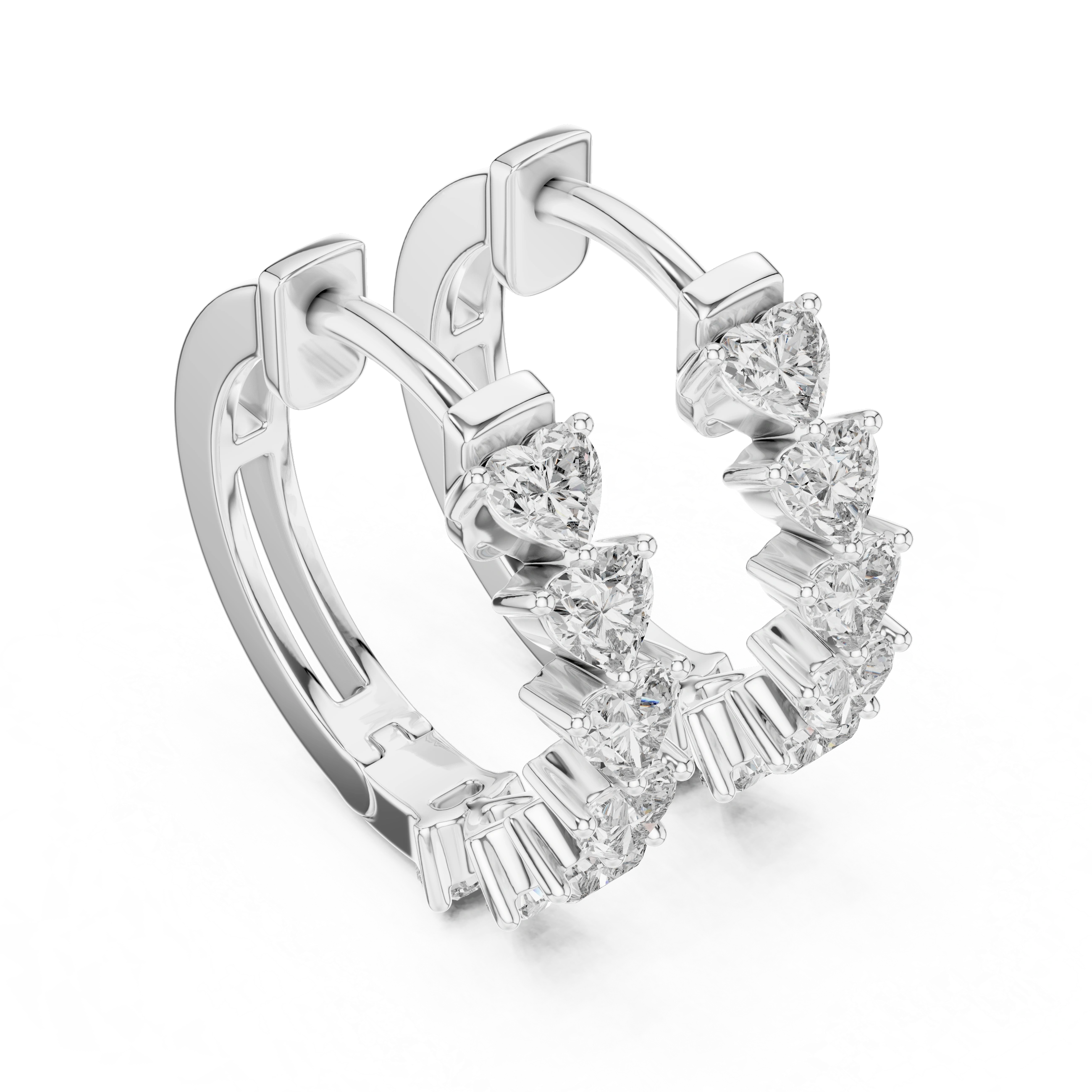 Gold 2Ct Stelle Lab Grown Diamond Heart Hoop Earrings