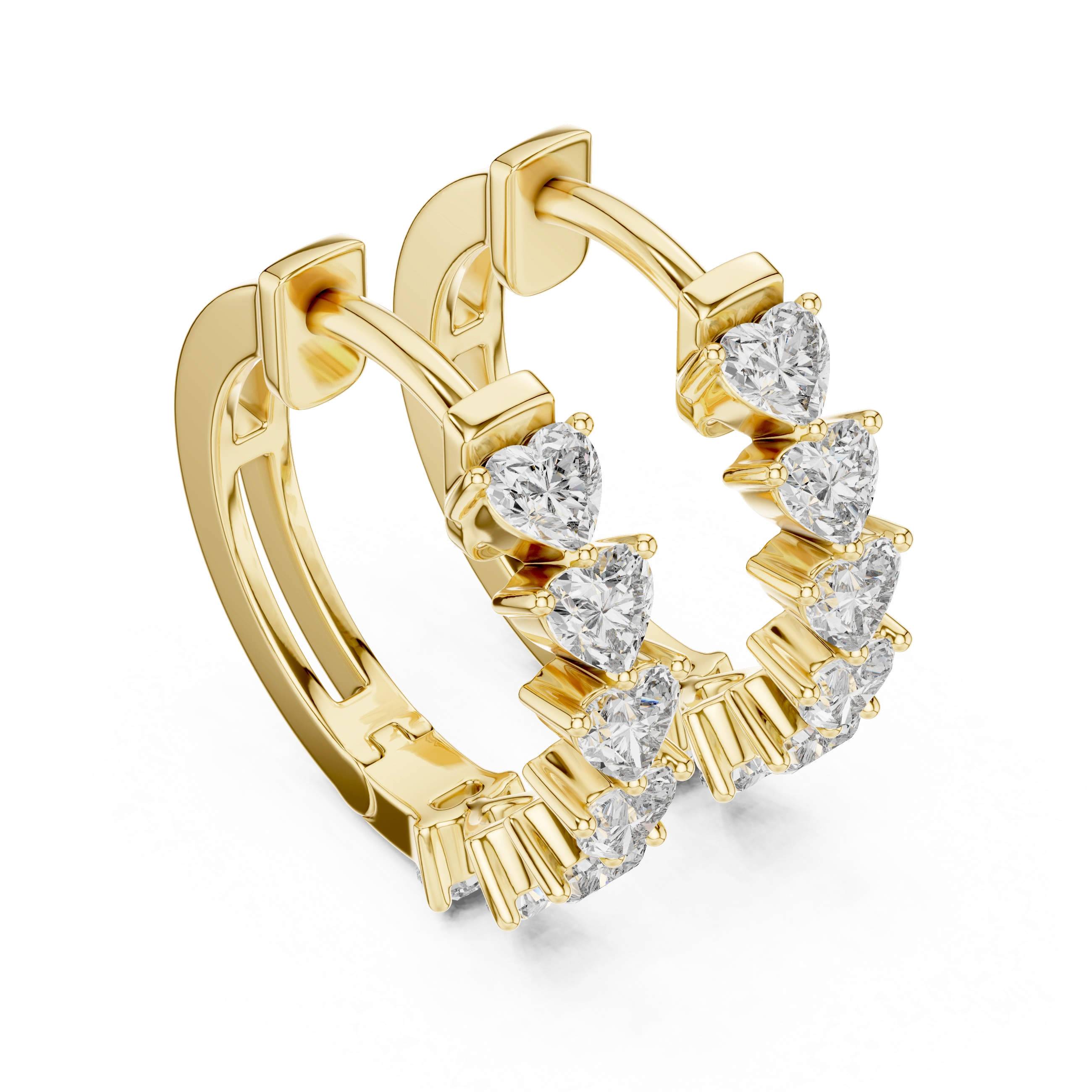 Gold 2Ct Stelle Lab Grown Diamond Heart Hoop Earrings