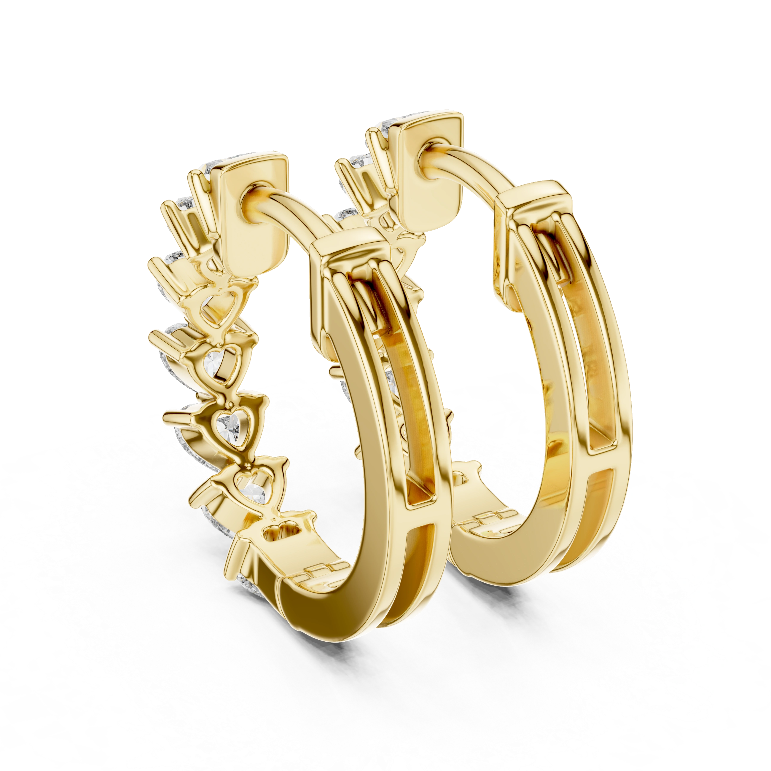 Gold 2Ct Stelle Lab Grown Diamond Heart Hoop Earrings