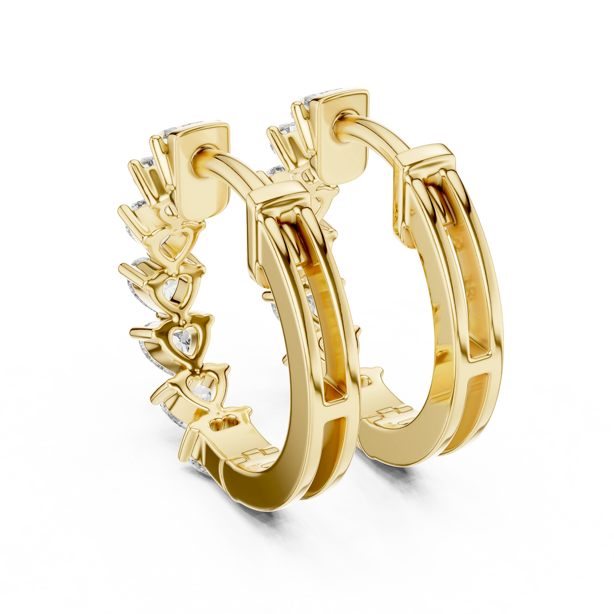 Gold 2Ct Stelle Lab Grown Diamond Heart Hoop Earrings
