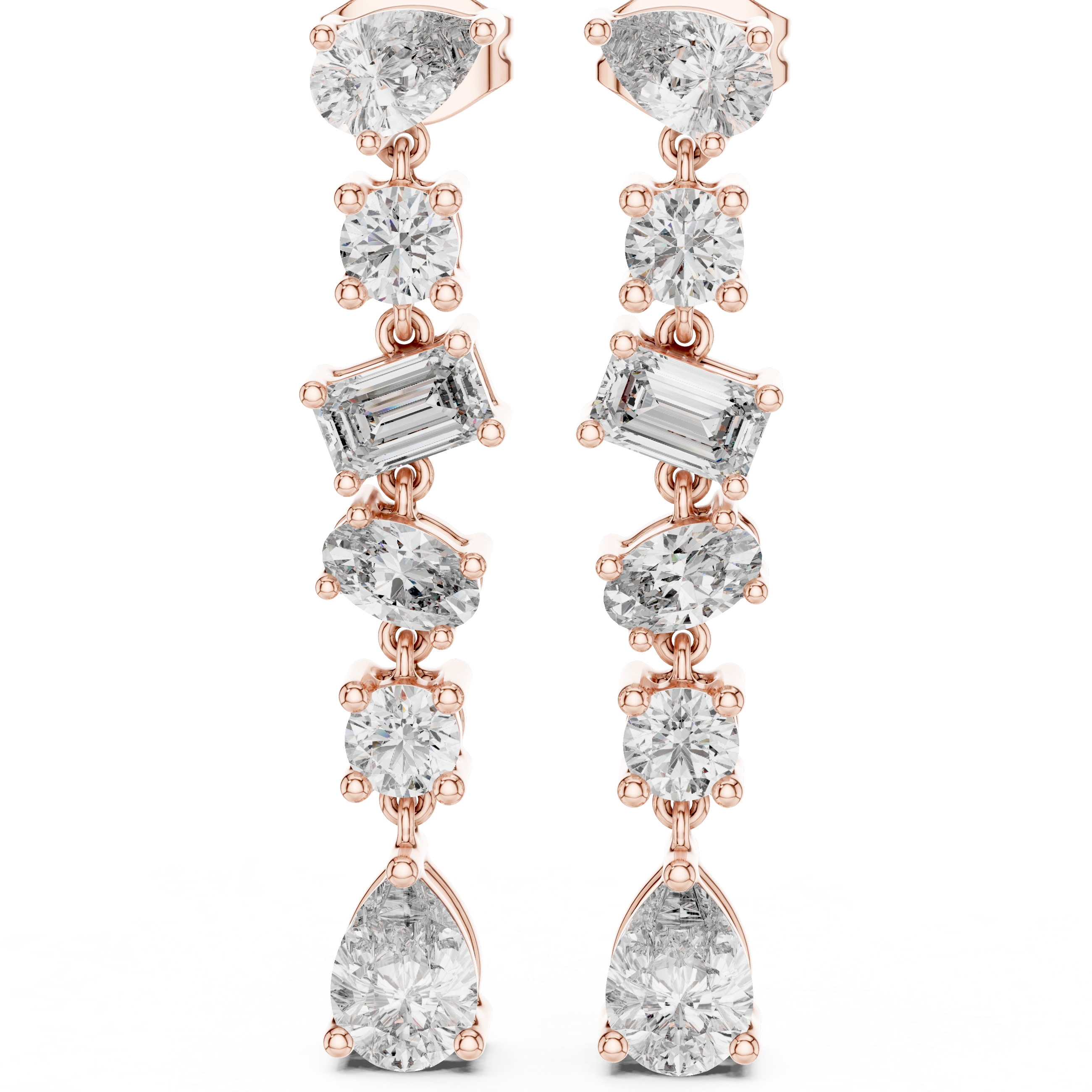 Gold 3Ct Mixed Shapes Stone Shapes Lab Grown Diamond Bella Earrings