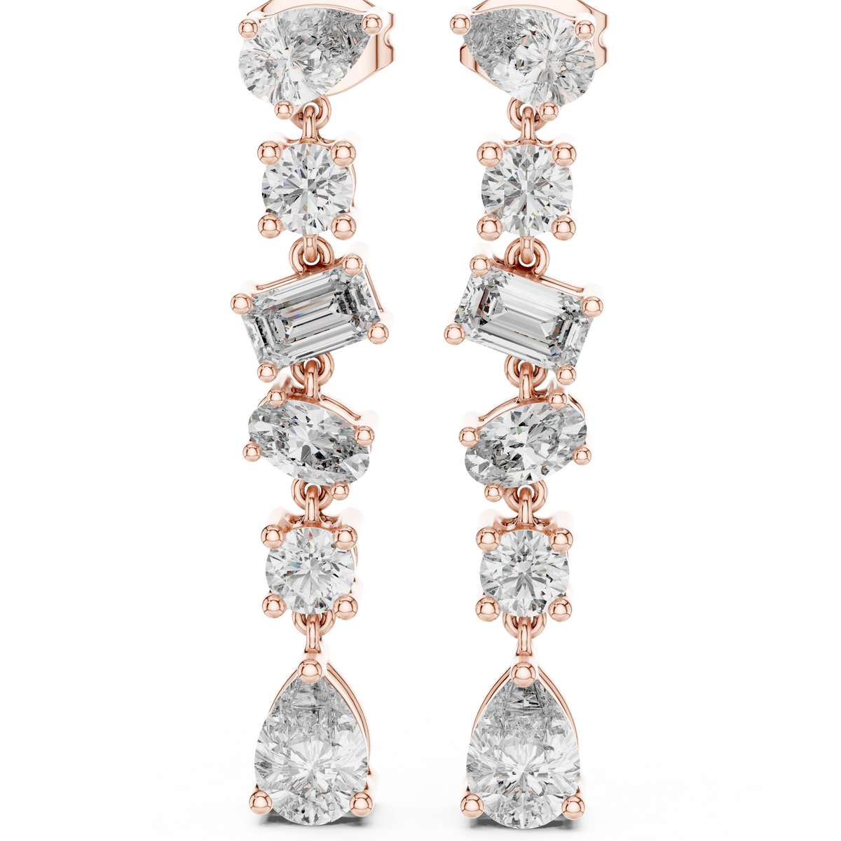 Gold 3Ct Mixed Shapes Stone Shapes Lab Grown Diamond Bella Earrings