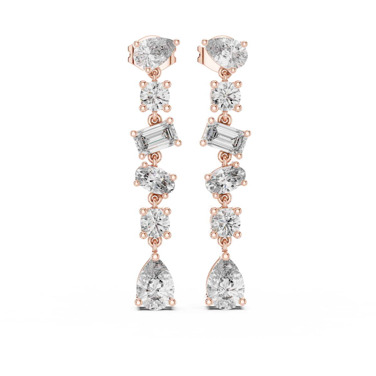 Gold 3Ct Mixed Shapes Stone Shapes Lab Grown Diamond Bella Earrings