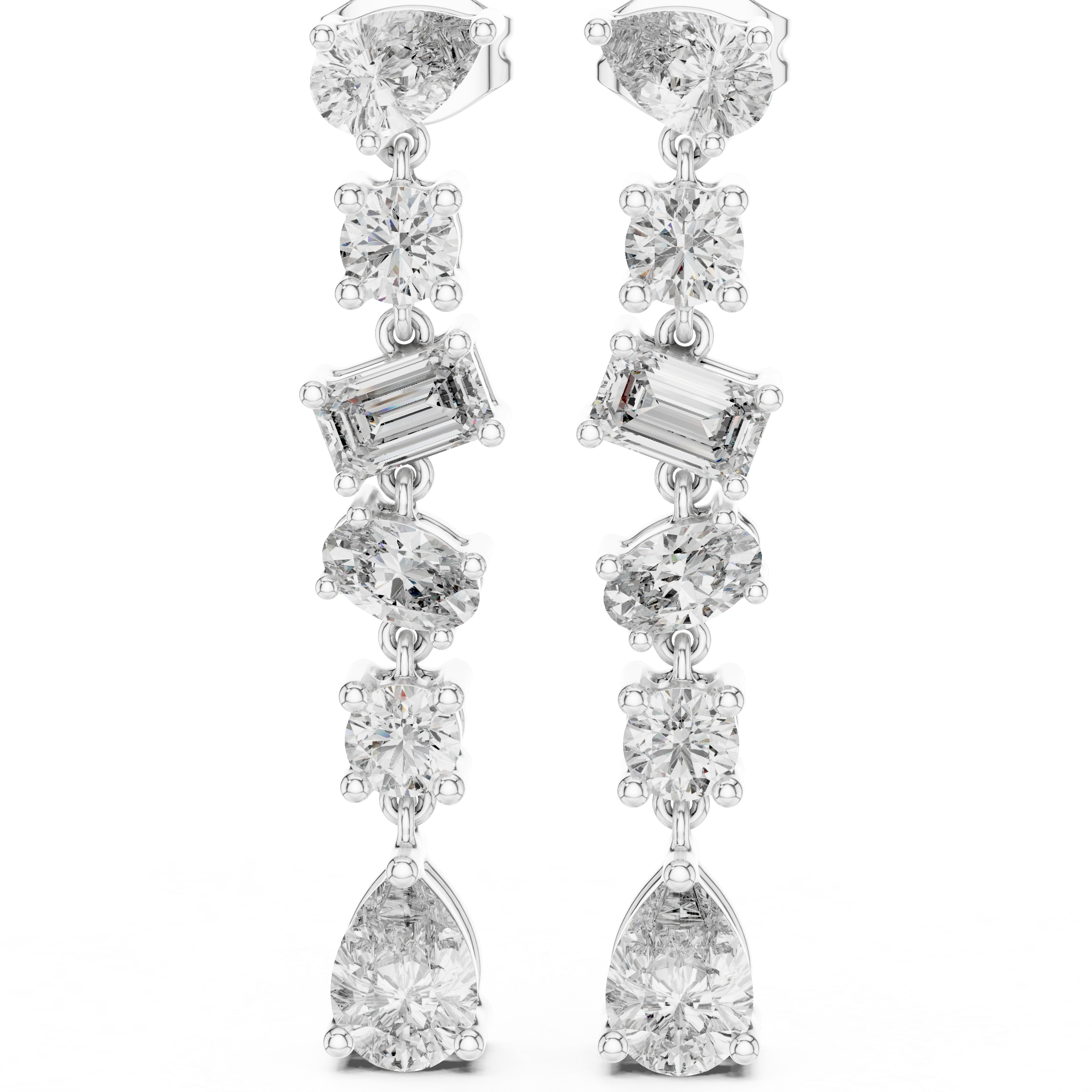 Gold 3Ct Mixed Shapes Stone Shapes Lab Grown Diamond Bella Earrings