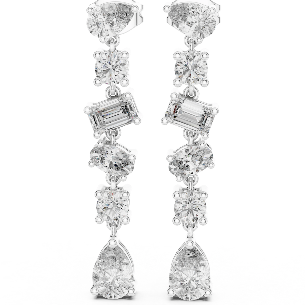 Gold 3Ct Mixed Shapes Stone Shapes Lab Grown Diamond Bella Earrings