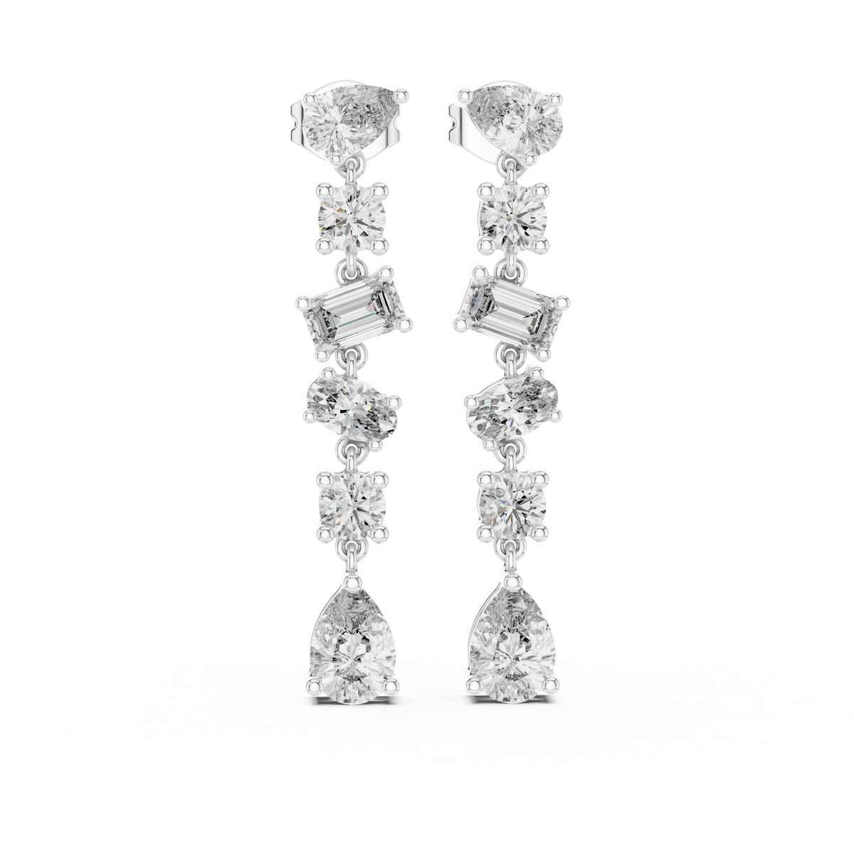 Gold 3Ct Mixed Shapes Stone Shapes Lab Grown Diamond Bella Earrings