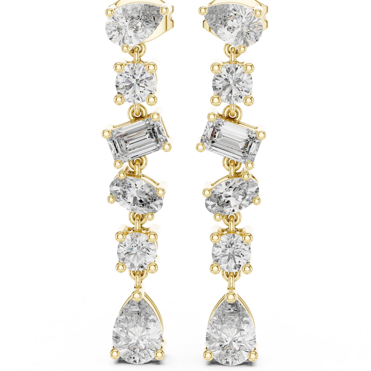 Gold 3Ct Mixed Shapes Stone Shapes Lab Grown Diamond Bella Earrings