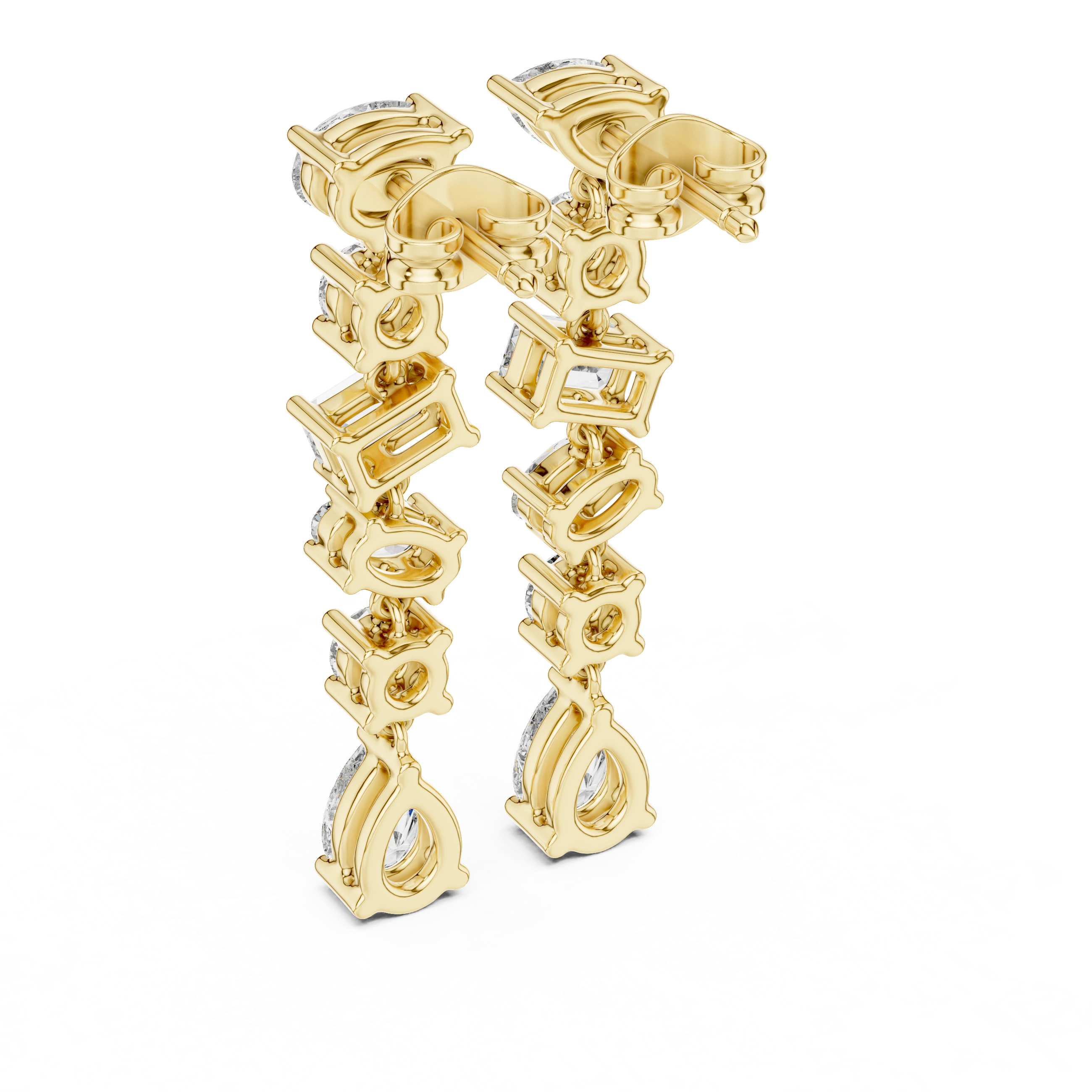 Gold 3Ct Mixed Shapes Stone Shapes Lab Grown Diamond Bella Earrings