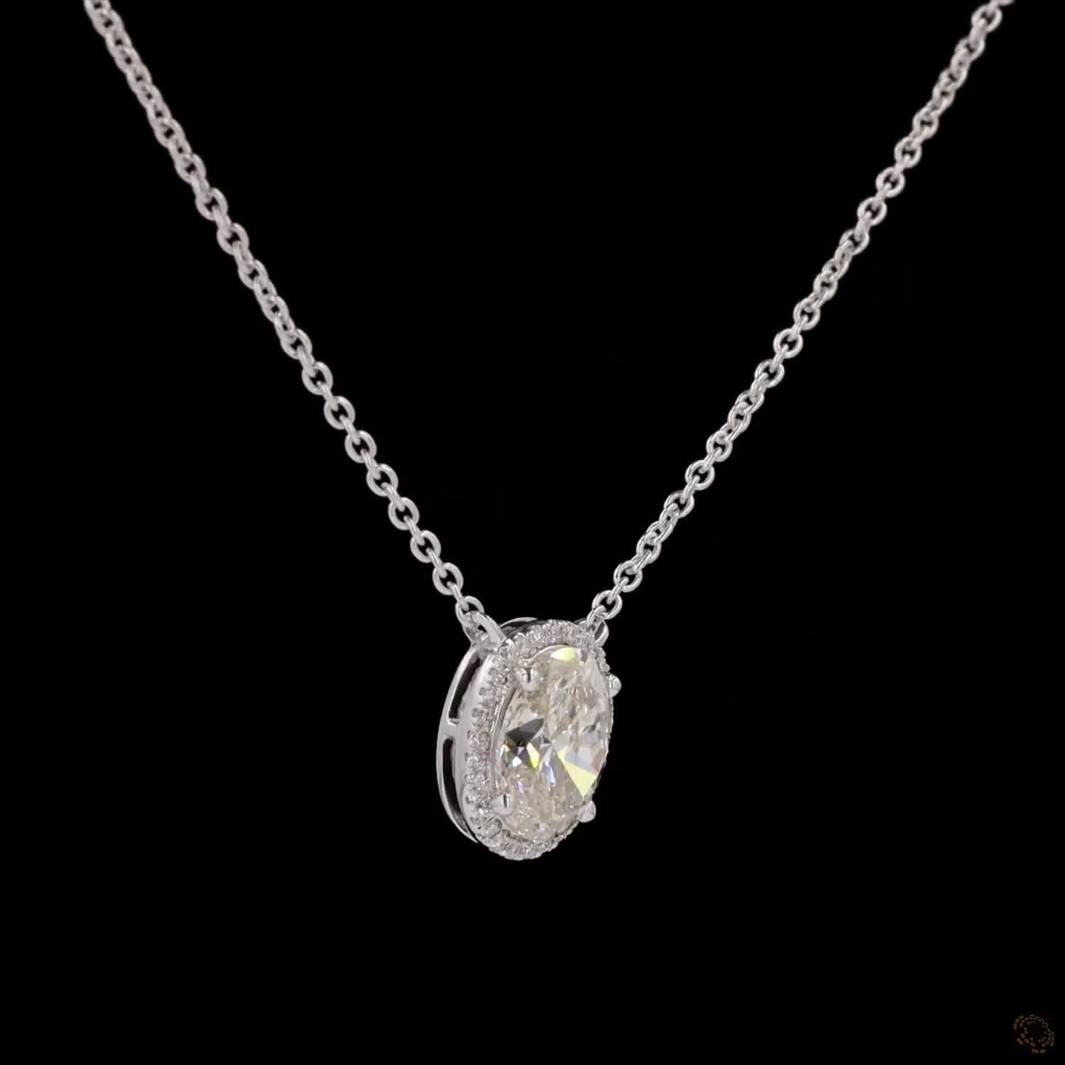 Oval Elegance: Diamond Pendant Necklace