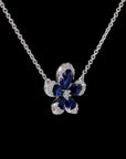 Blossoming Elegance: Flower Blue Sapphire Diamond Necklace