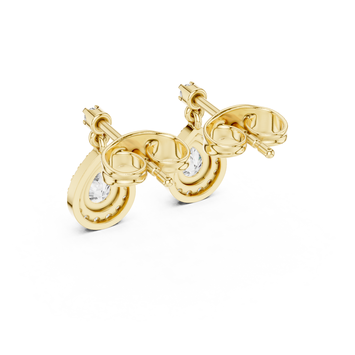 Gold Halo Pear Dangle Lab Grown Diamond Paisley Earring