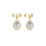 Gold Halo Pear Dangle Lab Grown Diamond Paisley Earring
