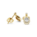 Gold Halo Pear Dangle Lab Grown Diamond Paisley Earring