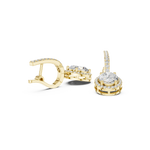 Gold 3Ct Halo Dangle Leif Oval Lab Grown Diamond Earring