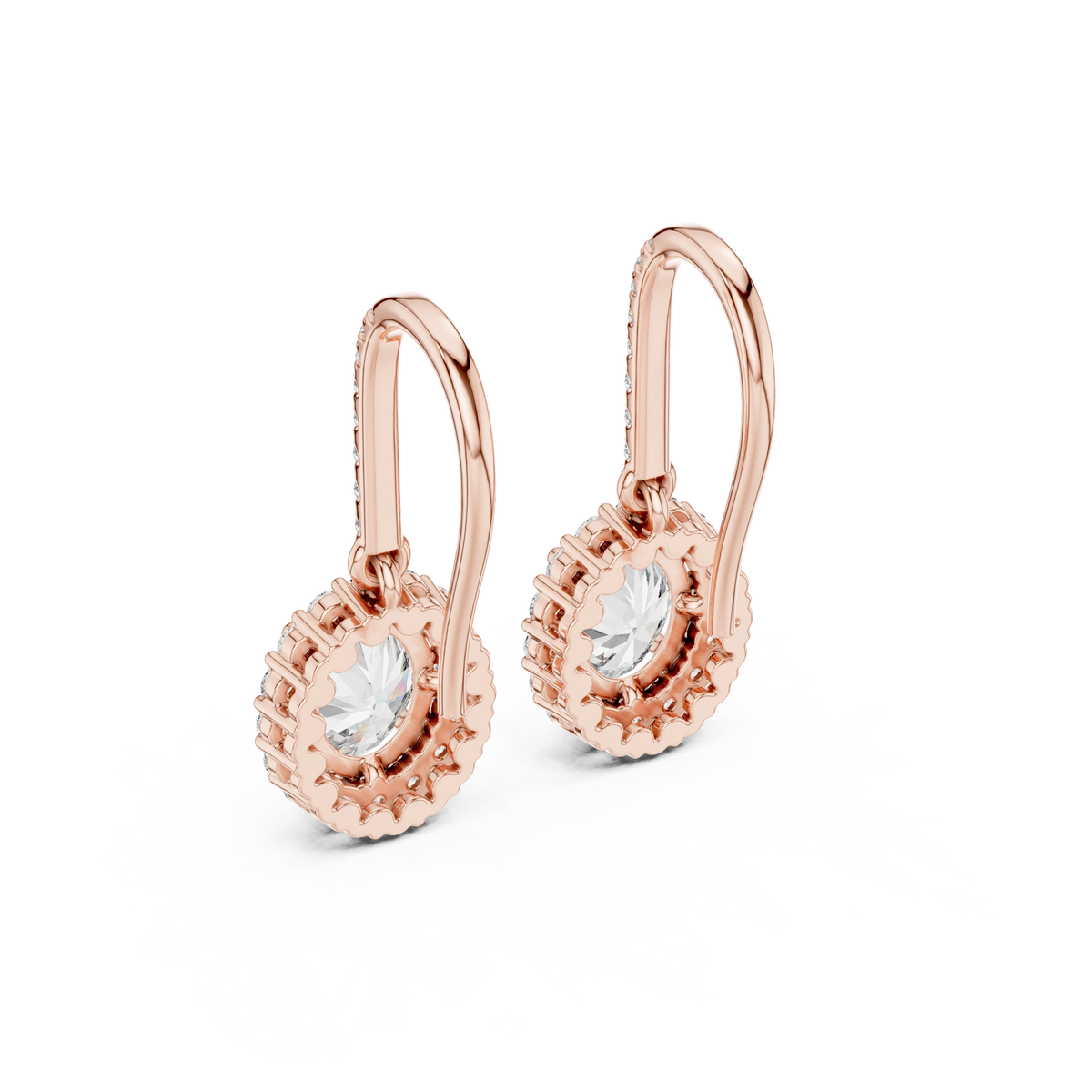 Gold 1Ct Halo Dangle Linnea Round Lab Grown Diamond Linnea Earring