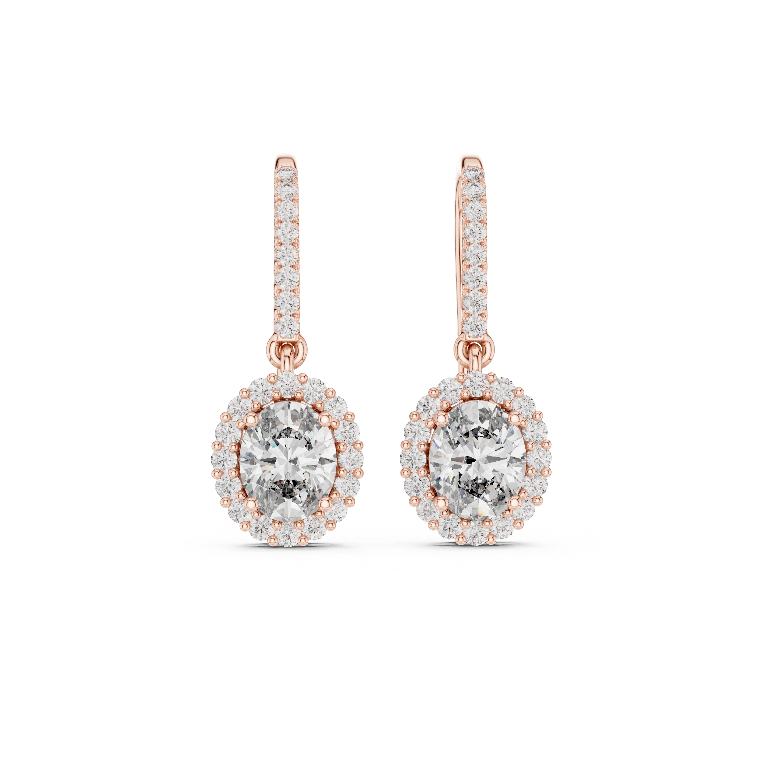 Gold 1Ct Halo Dangle Linnea Round Lab Grown Diamond Linnea Earring