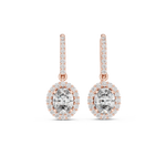 Gold 1Ct Halo Dangle Linnea Round Lab Grown Diamond Linnea Earring