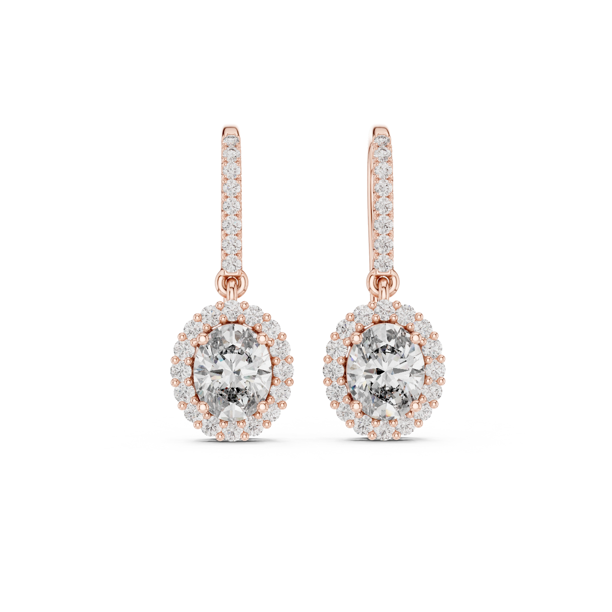 Gold 1Ct Halo Dangle Linnea Round Lab Grown Diamond Linnea Earring
