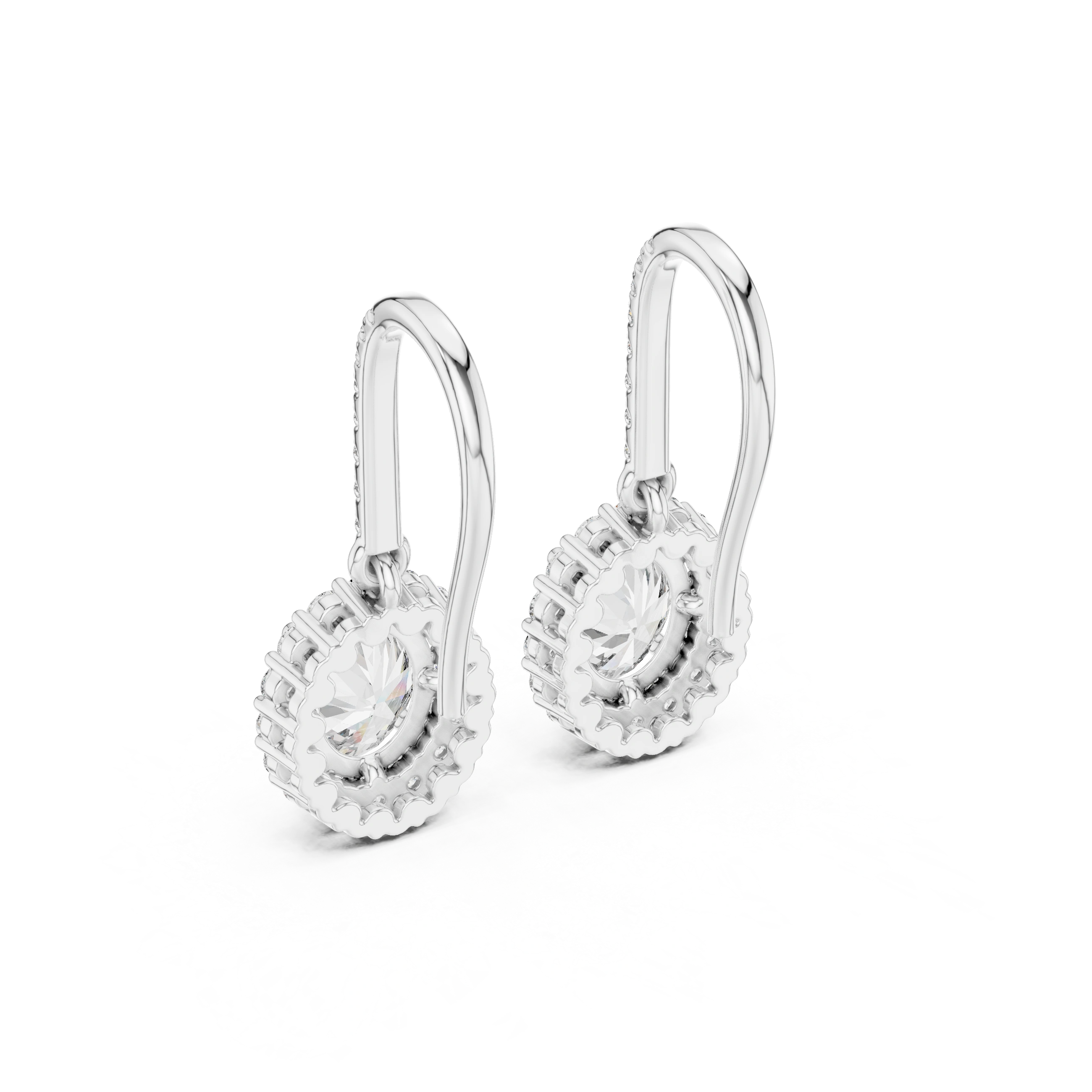 Gold 1Ct Halo Dangle Linnea Round Lab Grown Diamond Linnea Earring