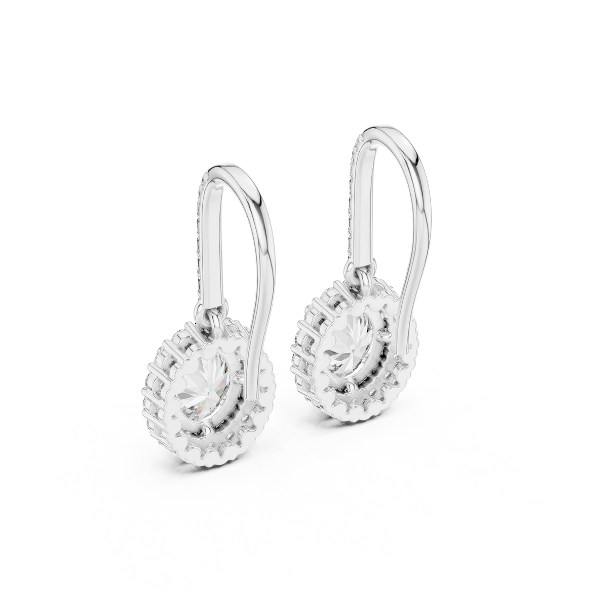 Gold 1Ct Halo Dangle Linnea Round Lab Grown Diamond Linnea Earring