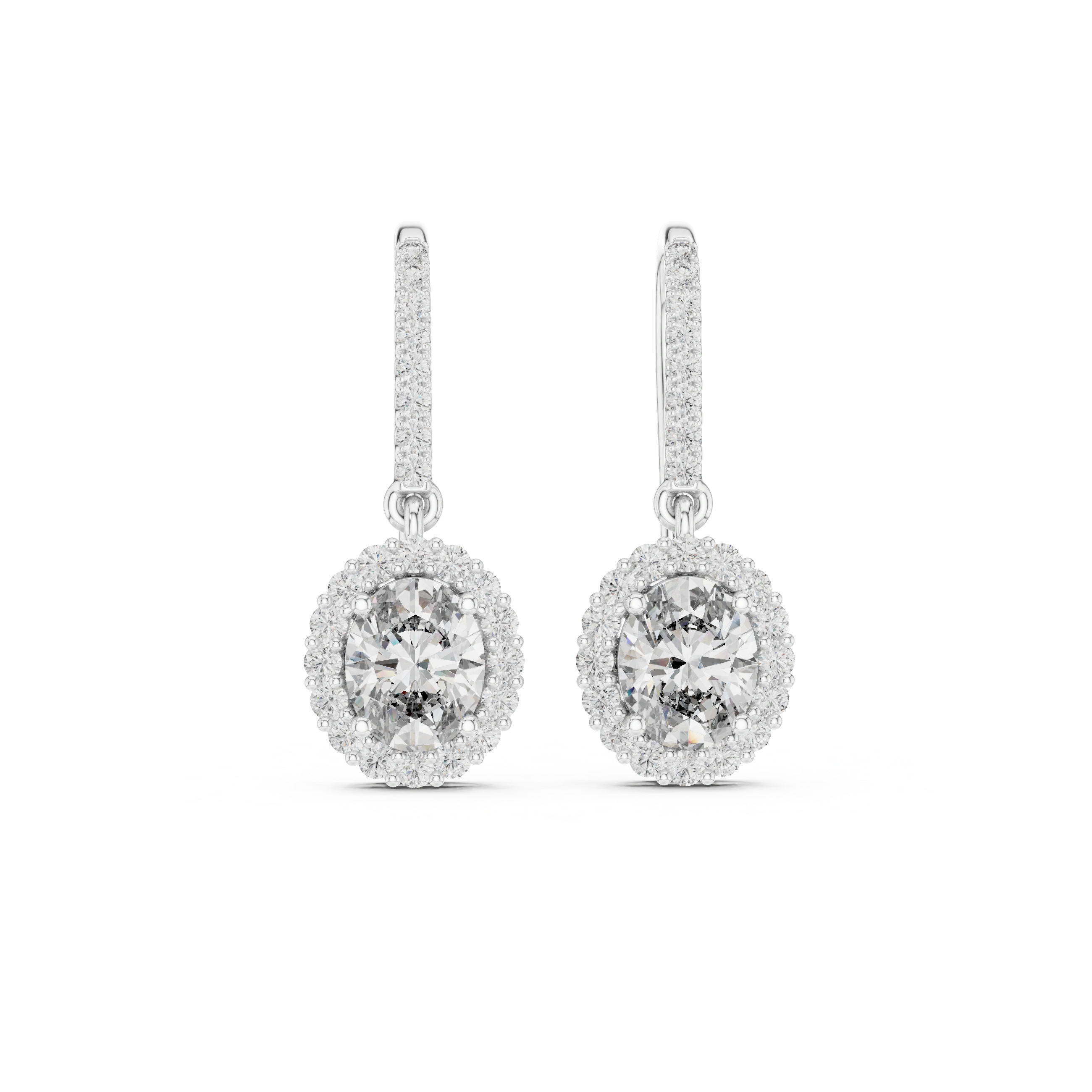 Gold 1Ct Halo Dangle Linnea Round Lab Grown Diamond Linnea Earring