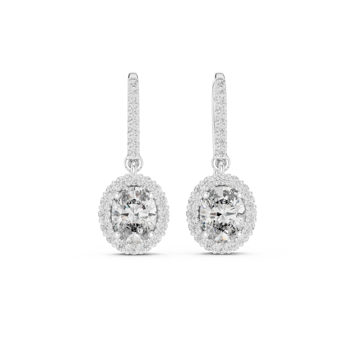 Gold 1Ct Halo Dangle Linnea Round Lab Grown Diamond Linnea Earring