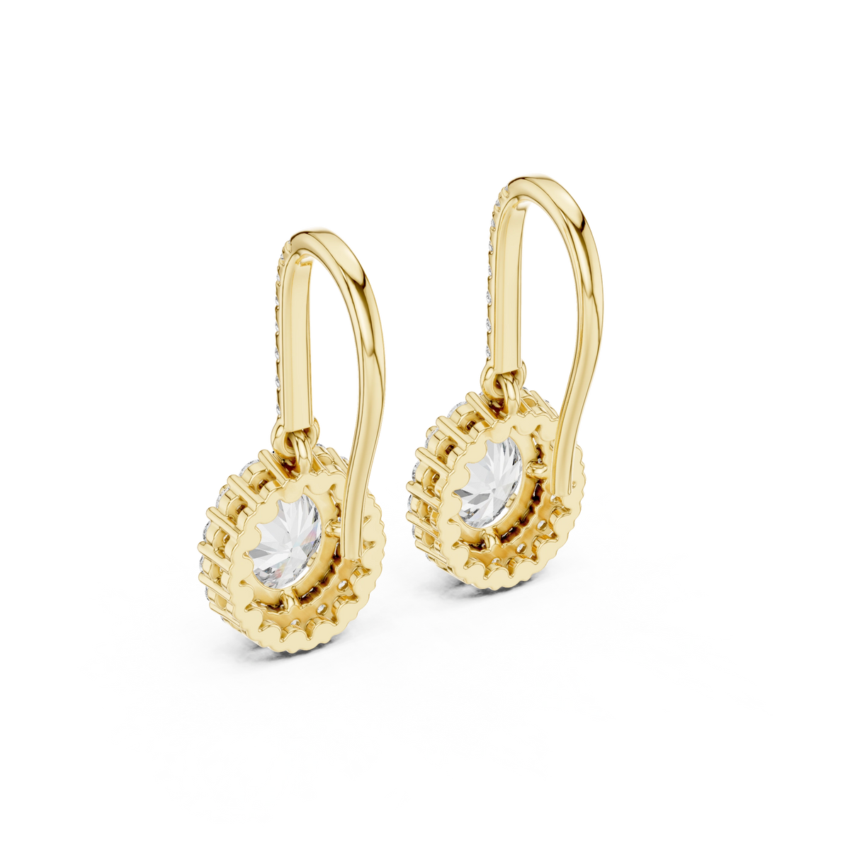 Gold 1Ct Halo Dangle Linnea Round Lab Grown Diamond Linnea Earring