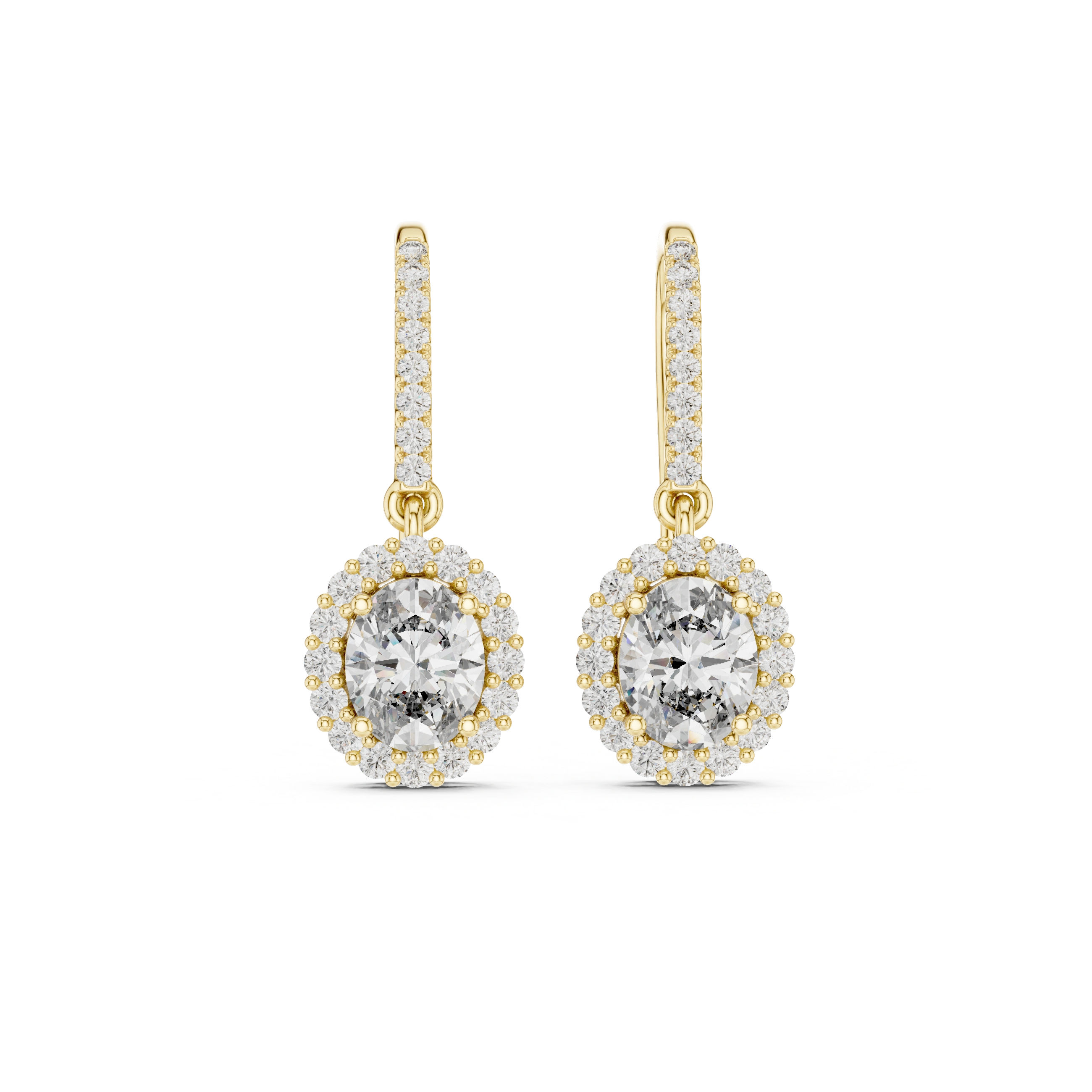 Gold 1Ct Halo Dangle Linnea Round Lab Grown Diamond Linnea Earring