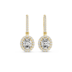 Gold 1Ct Halo Dangle Linnea Round Lab Grown Diamond Linnea Earring