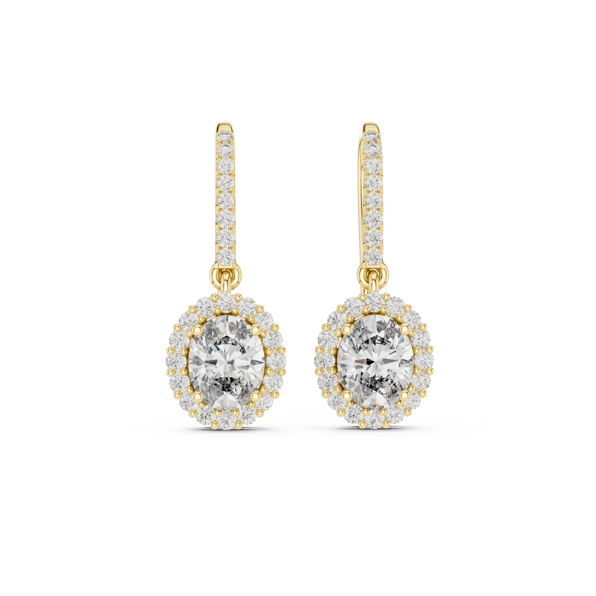 Gold 1Ct Halo Dangle Linnea Round Lab Grown Diamond Linnea Earring