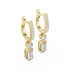 Gold 1Ct Pave Setting Dangling Baguette Round Lab Grown Diamond Noelle Earring