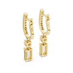 Gold 1Ct Pave Setting Dangling Baguette Round Lab Grown Diamond Noelle Earring