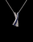 Blue & White 'X' Diamond Necklace: Elegant Kiss