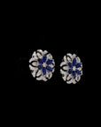 Sapphire Bloom: Marquise Diamond Flower Earrings