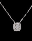 Bouquet Radiance: Cushion Halo Diamond Necklace