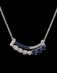 Radiant Smile: Blue & White Pear Drop Diamond Necklace