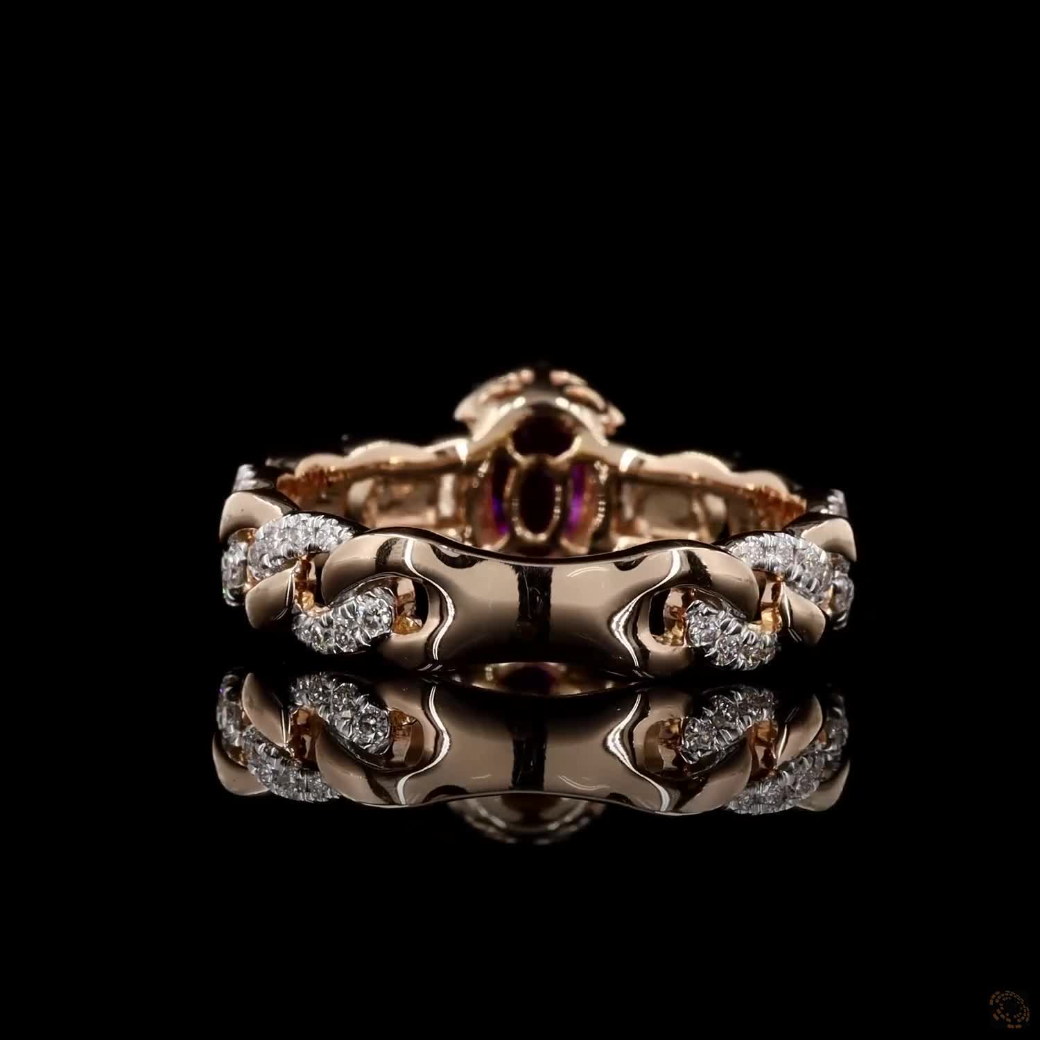 Wine Elegance: Ruby Bliss Diamond Link Ring