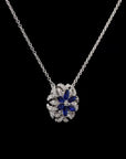 Awaken’s Sapphire Bloom:  Marquise Diamond Necklace