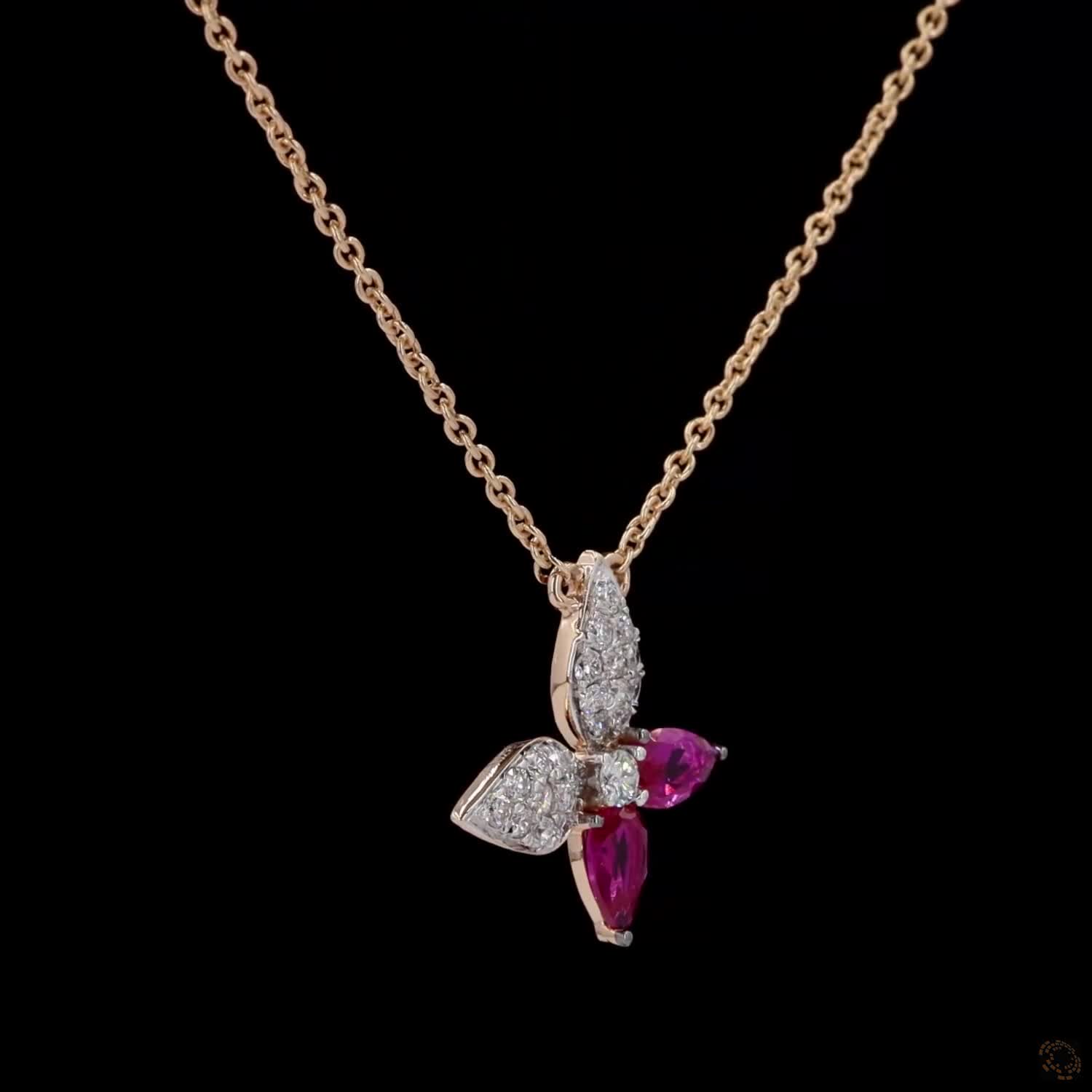 Dual Hue Flutter: Butterfly Diamond Necklace