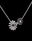 Awaken’s Monochrome Elegance: Diamond Sunflower Necklace